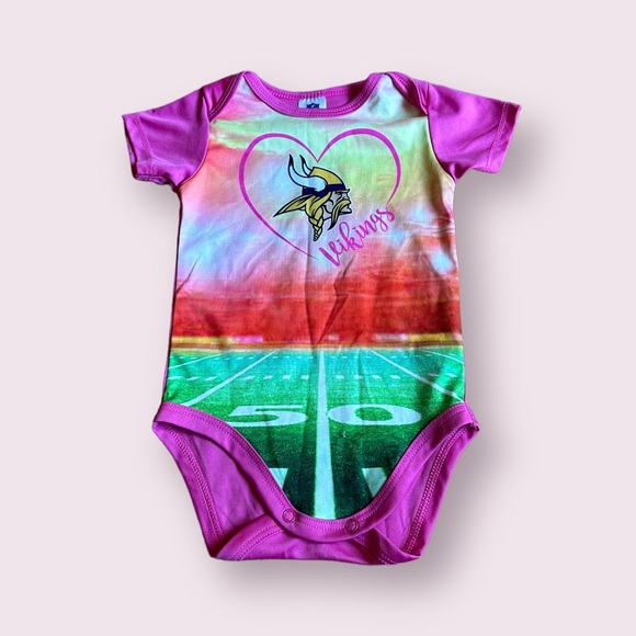 NFL Other - Baby NFL Team Apparel Minnesota Vikings Pink One Piece Field Graphic Sz 6-9 M